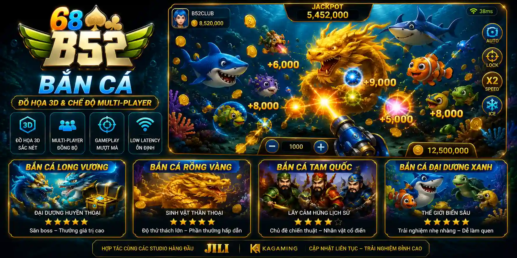 TRANG CHỦ Bắn cá – Trải nghiệm săn cá đồ hoạ 3D và chế độ Multi-player